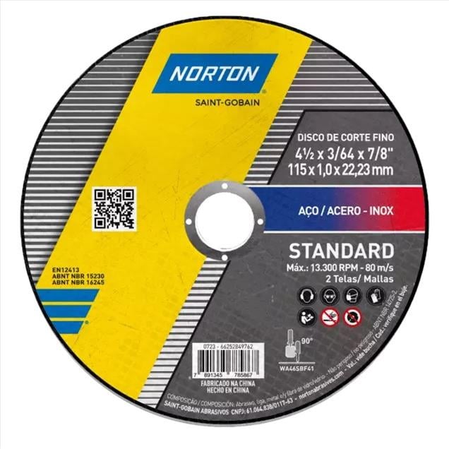 DISCO CORTE INOX 4.1/2X1MMX22MM NORTON