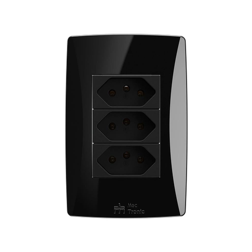 TOMADA TRIPLA 2P+T 20A PETRA BLACK MEC 49046