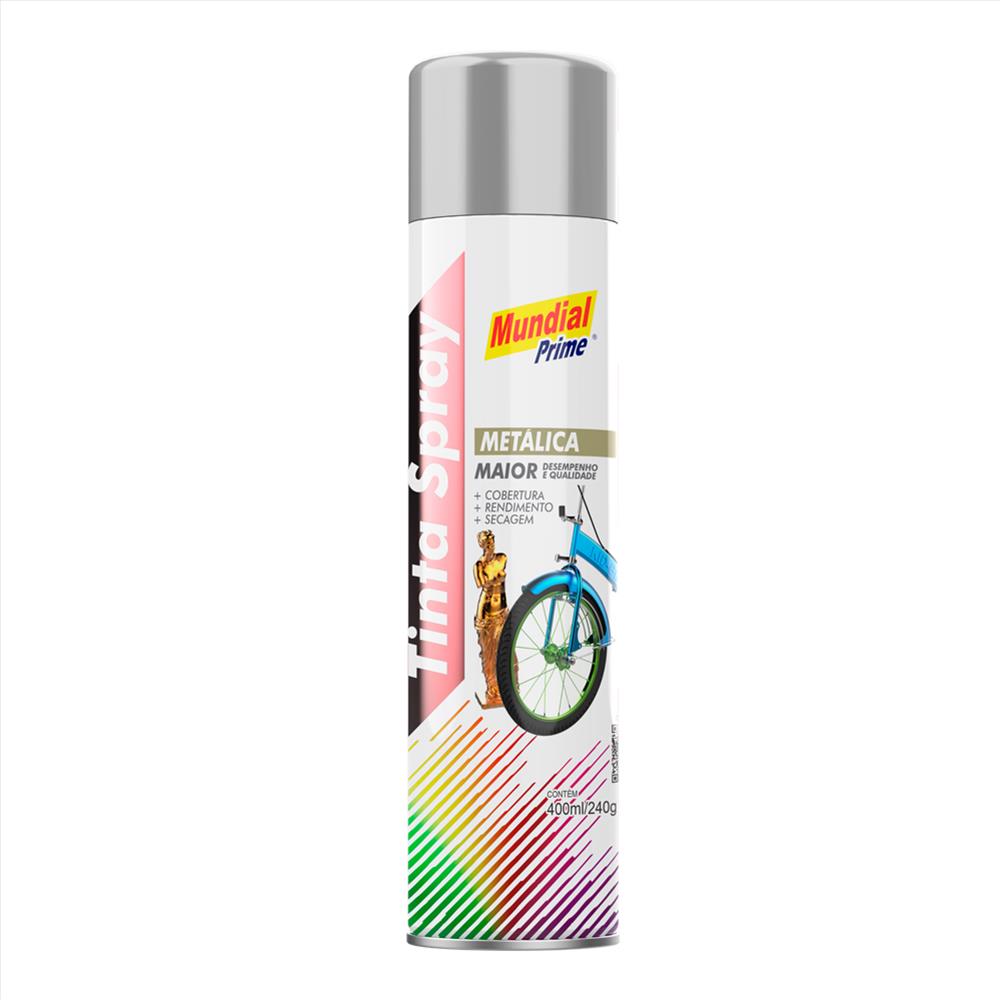 TINTA SPRAY METALICA PRATA 400ML/240G MUNDIAL