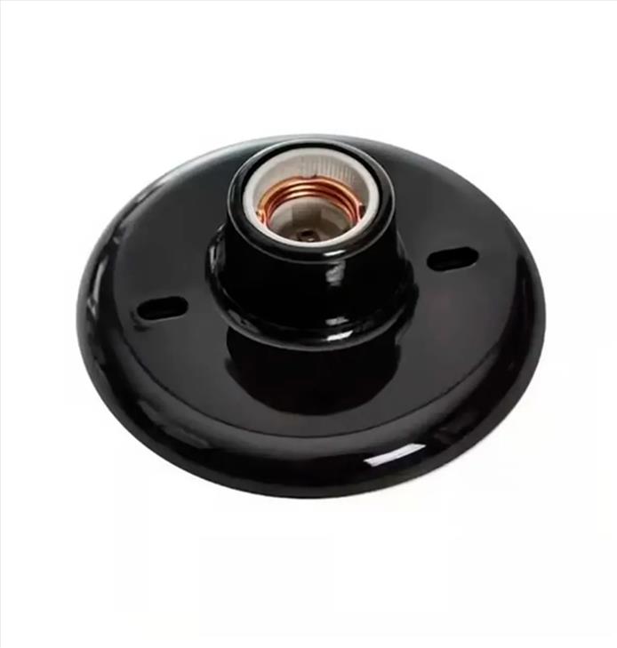 PLAFON B/PORCELANA TERMOPLASTICO E27 PRETO OPL 3296
