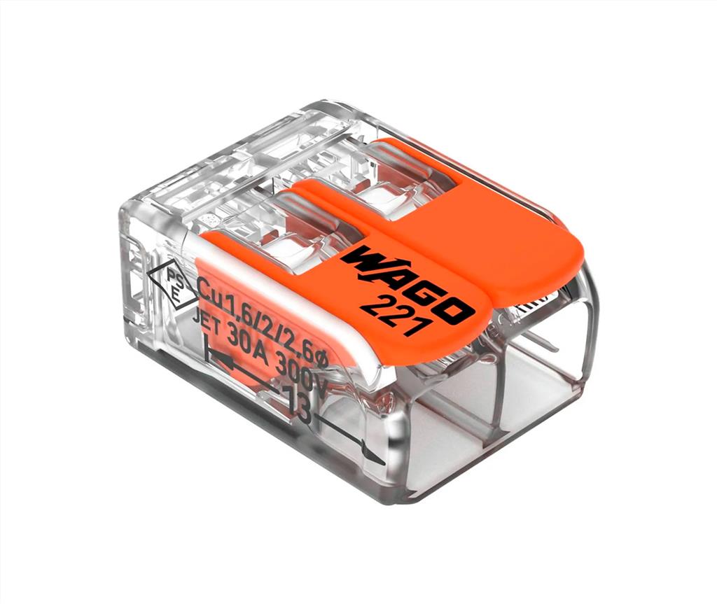 CONECTOR EMENDA 2 POLOS 4MM WAGO 221-412 CX/100UN