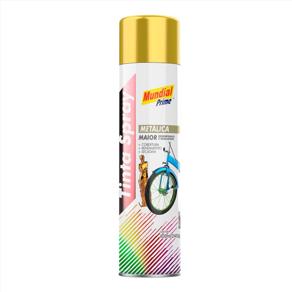 TINTA SPRAY METALICA OURO 400ML/240G MUNDIAL