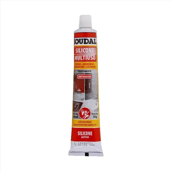 SILICONE ACETICO INCOLOR 50G SOUDAL                                                                                                                             