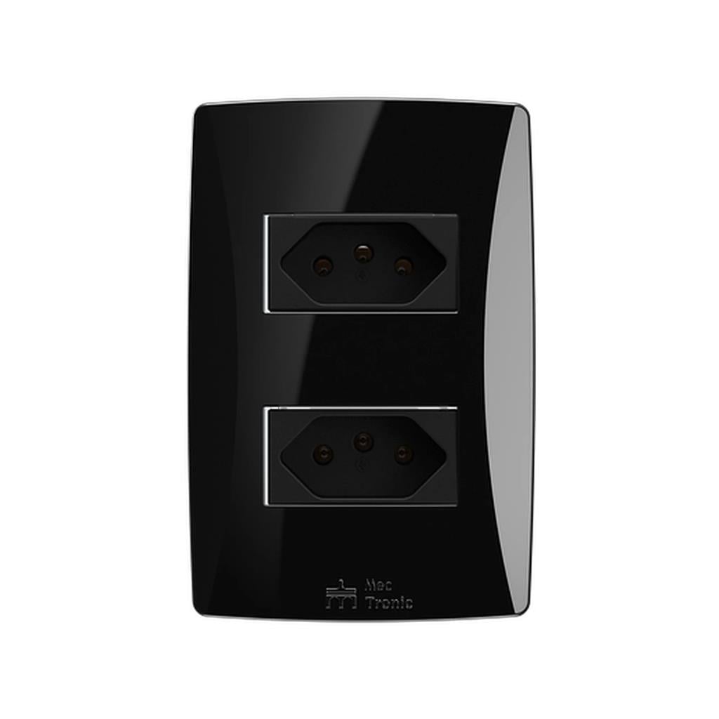 TOMADA DUPLA 2P+T 20A PETRA BLACK MEC 49040