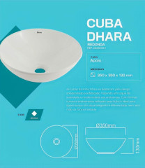 CUBA APOIO REDONDA 350MM DHARA BRANCA ONIX