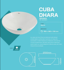 CUBA APOIO REDONDA 350MM DHARA BRANCA ONIX