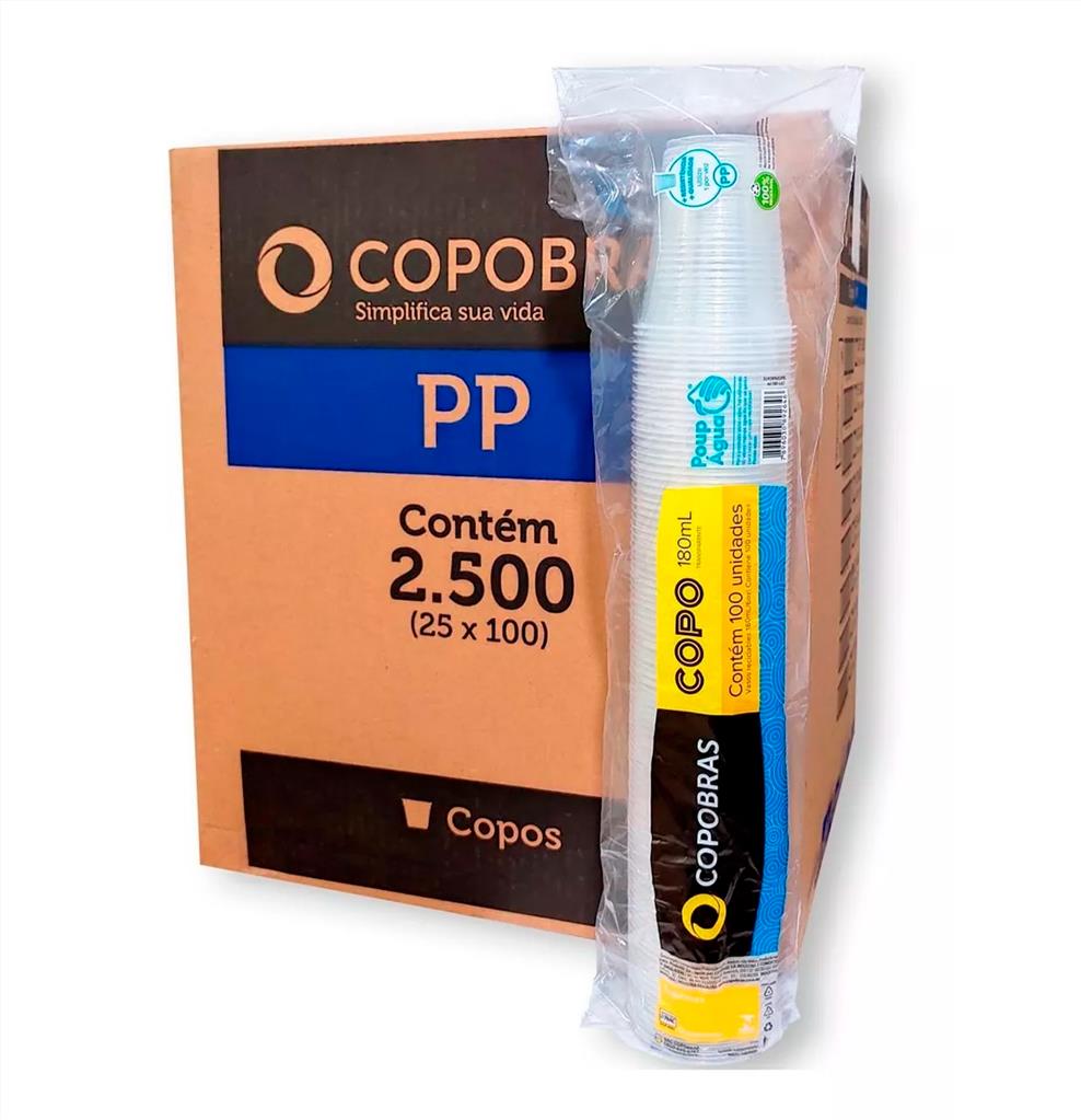 COPO PLASTICO 180ML AGUA TRANSPARENTE PP COPOBRAS 