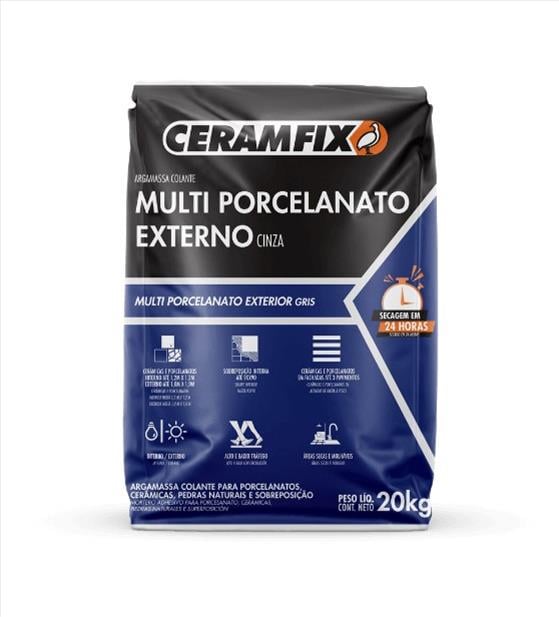 ARGAMASSA CERAMFIX CZA MULTI PORCELANATO EXTERNO 20KG