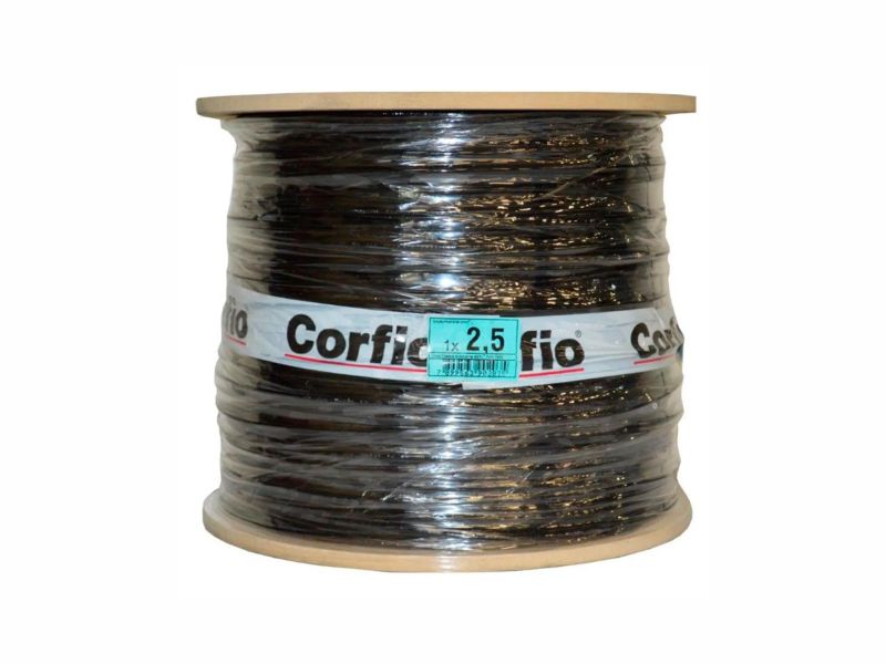 BOBINA FIO SOL 750V 4.0 CORFIO PRETO C/750MT